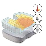 ChiroDoc Coccyx Seat Cushion with Removable Heating Pad - USB Powered - Perfect For Coccyx & Tailbone Pain Relief (Sciatica) - Reduce Lower Back Pain From Sitting All Day