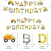 52 Pack Construction Birthday Party Supplies Kit - Construction Happy Birthday Banner, Giant Dump Truck Balloon, Star Garland, Road Sign Model for Cake Decoration | Aster Birthday Decor Set for 1st 2nd 3rd 4-12 year Boys
