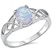 Oxford Diamond Co Oval Lab Created White Opal Celtic Design Band .925 Sterling Silver Ring Sizes 4-12 RO150357