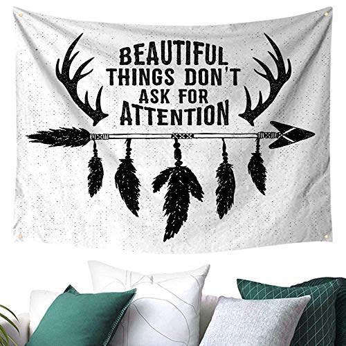 WilliamsDecor Antler Decor Wall Tapestry Hanging Hand Drawn 