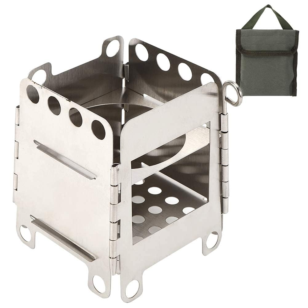 Wood Stove Wood Burner Stove Lightweight Folding Portable Woodburning Camping Stove 4.1x3.7inch Stainless Steel Folding Woodstove Lightweight for Outdoor Backpacking