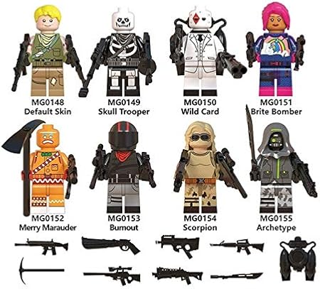 Amazon Moc ブロック 互換 Tps フォートナイト風 カスタム ミニフィグ 8体セット 武器 装備 兵器付き 039 ブロック おもちゃ