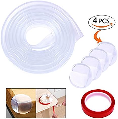 6.5 Feet Edge &amp; Corner Guards with 4 Baby Corner Guards/Double Sided Adhesive Child Safety Furniture Bumper Table Corner Protectors Edge Corner Cushion