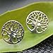 Sterling Silver Plain Round Tree of Life Studs Earrings