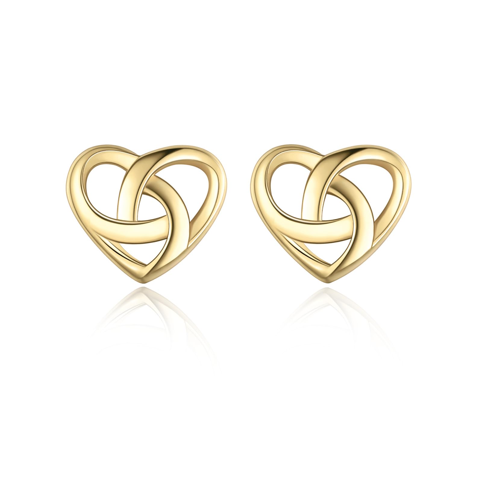 ChicSilver Gold Earrings for Women Sterling Silver Small Heart Stud Earring Celtic Knot Jewellery Lovely Gifts for Mum Daughter