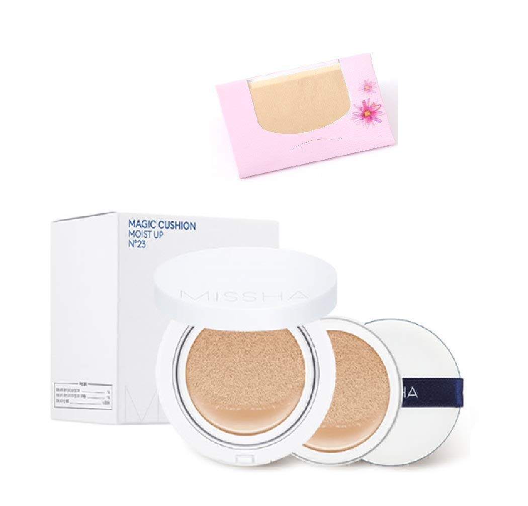 Missha M Magic Cushion Moisture Special Edition #23(+refill 1pcs+air in Puff) + SoltreeBundle Natural Hemp Paper 50pcs