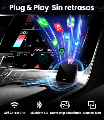 AYATAHA Adaptador CarPlay Inalámbrico 2 en 1, Compatible con Apple CarPlay y Android Auto, Adaptador Wireless para Coche Compatible, Conexión Automática Bluetooth 5.3 WiFi 6 Plug and Play Mini