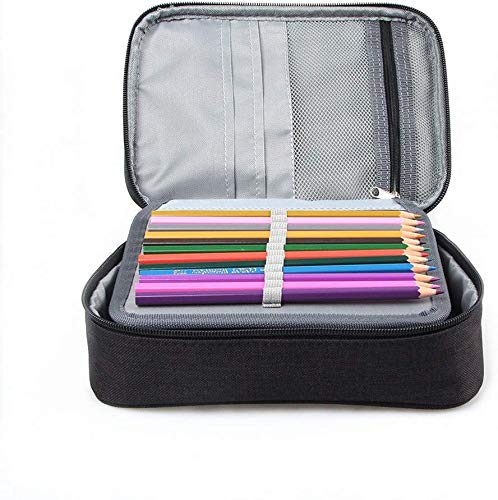 Pencil Bag, 72 Slots Pencil Case Folding Organizer Bag Stationery Large Capacity for Teens, Students and Artists, 24 x 18 x 6.5cm(Black)