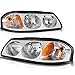 DWVO Headlight Assembly Compatible with 2000-2005 Chevy Impala Chrome Housing Amber Reflector