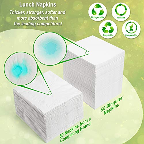 AH AMERICAN HOMESTEAD White Paper Napkins for Everyday Use. Disposable Lunch Napkins are Ideal