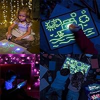 Baiwka Light Up Drawing Board, Luminous Writing Board Draw with Light Fun Flashing Magic Painting Drawing Board Educational Kids Toy with Pen for Kids, Draw, Sketch, Doodle, Art, Learning Tablet