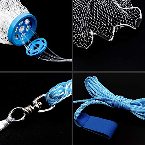 MoiShow Salzwasser Fischgussnetz für Köder - Falle Fisch Wurfnetz Angelgussnetz 1,2 m/1,8 m/2,4 m Radius mit… – Bild 5
