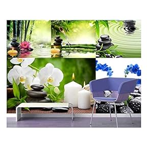 Peel and Stick Wallpapaer - Zen and Spa Theme Images Collage | Removable Large Wall Mural Creative Wall Decal - 66x96 inches