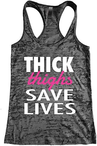 Thick Thighs Save Lives Burnout Racerback Tank, Dark Gray, XL