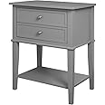 Ameriwood Home Franklin Accent Table with 2 Drawers, Gray Finish, Engineered Wood Night Stand with Drawers or Small Bedside Table for Bedroom and More