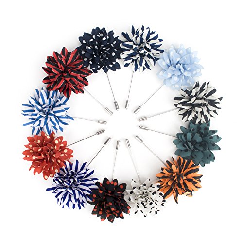 TopTie Lapel Pin Flower Boutonniere for Suit Rose for Wedding (Pack of 12) SET1