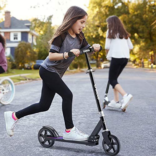ENKEEO Kick Scooters with 220 lbs Capacity, Scooters for Adults Height Adjustable Handlebar and Over Large Wheels, Smart Brake System, Folding Commuter Scooter for Teens, Adult (Black) - Thumbnail 7