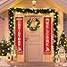 WOWLEO Christmas Door Banner Decorations Outdoor Indoor Welcome Merry Christmas Porch Sign| Red Xmas Decor Banners for Home Wall Door Apartment Party