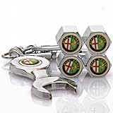 Alfa Romeo Tire Valve Caps with Bonus Wrench Keychain