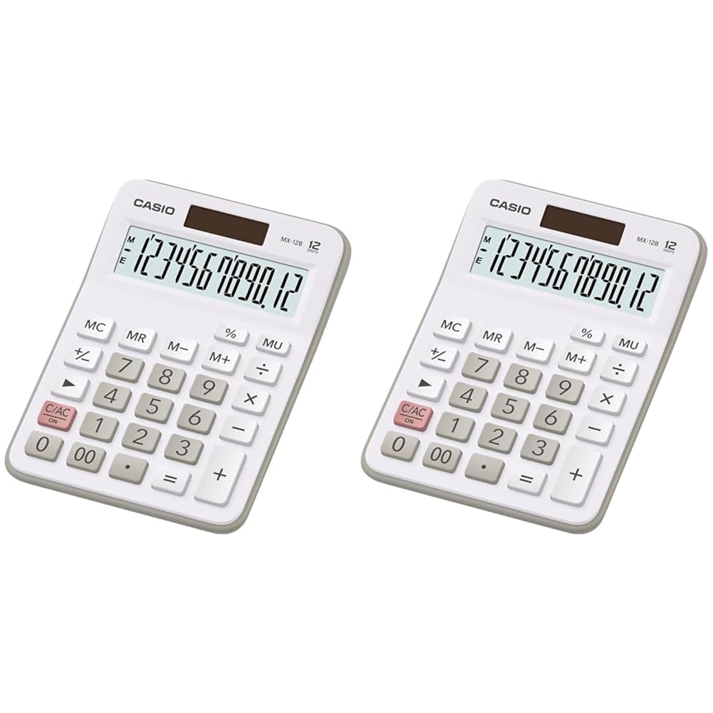 New Casio MX-12 Desk Calculator 12-digit Display (Pack of 2)