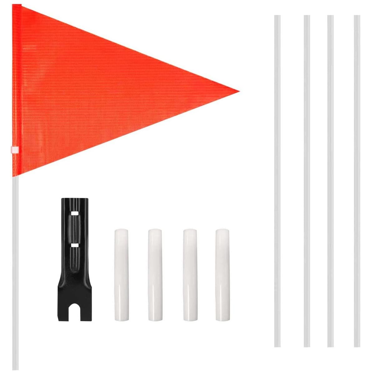 ANCLLO Bike Safety Flag, Bike Flag with Heavy Duty Fiberglass Flag Pole, Triangular Flag Adjustable Height Bike Flag for Outdoor Cycling Supplies