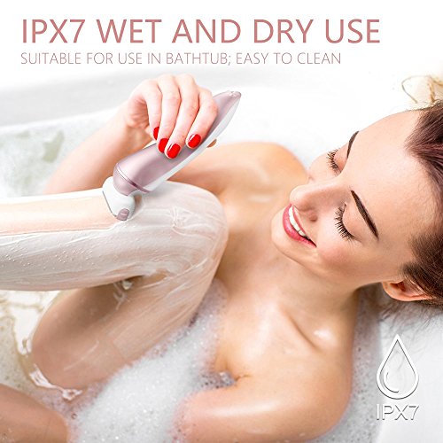 Ladies Electric Shaver, Lavany 4 in 1 Waterproof Rechargeable Cordless Electric Razor for Women with Body Hair Bikini Trimmer and Facial Cleansing Brush, Wet/Dry - Thumbnail 3