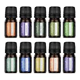 100% Pure of Essential Oils Set, Aromatherapy,Diffuser Oils,Humidifier,Massage,Skin & Hair Care,10 x 5 ml (Lavender,Lemongrass,Peppermint,Tea Tree,Eucalyptus,Sweet Orange,Rosemary,Cinnamon Leaf···)