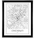 Cincinnati Poster Cincinnati Map of Cincinnati City Map Posters Modern Map Art City Prints Unframed Art Minimal Print Map Poster City Poster City Map Wall Art Minimalist Posters 8x10