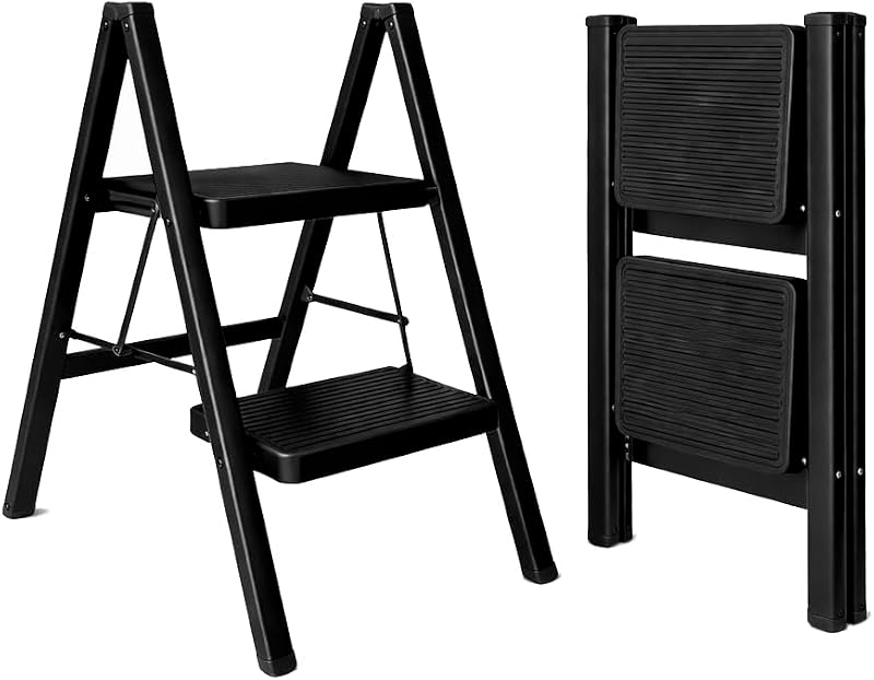 Marche Pied Pliable 2 Marches, Supporte jusqu'à 150 kg, Escabeau