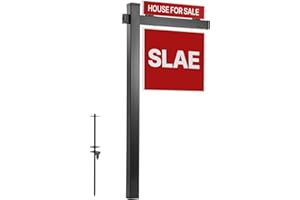 VEVOR Real Estate Sign Post, 6 ft Tall, PVC Realtor Yard Sign Holder with 36 in Arm Holds up to 24 in, Easy to Install, Wind-