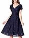 Noctflos Women's 1950s Vintage Lace Contrast V-neck Formal Cocktail Wrap Dress