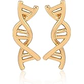 coadipress DNA Double DAN Helix Molecule Stud Earrings for Women Unique Silver Gold Biology Chemistry Microscope Science Themed Earrings Jewelry