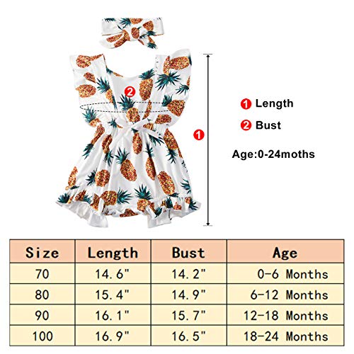 BFUSTYLE Newborn Baby Girl Floral Romper Toddler Flutter Bodysuit Outfit+Headband - Image 8