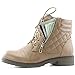 DailyShoes Women's Ankle Boots Combat Low Heel Lace Up Zip Pocket Exclusive Credit Card Bootie Susan-01 Beige Pu 9