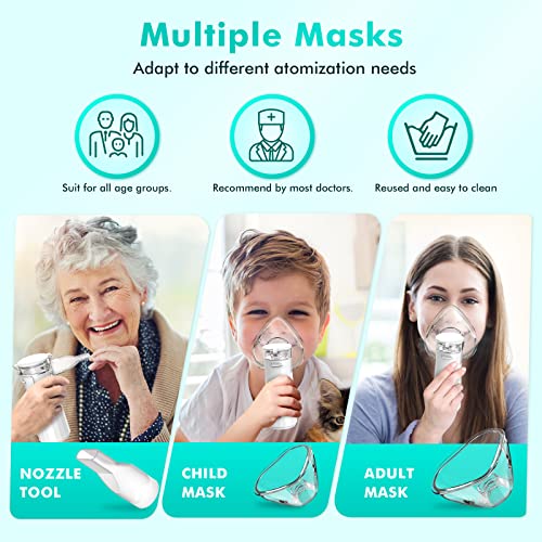 Portable Nebulizer, Quiet Handheld Nebulizer for Travel or Daily Use Nebulizer Machine for Adults and Kids with 1 Set Accessory Personal Steam Inhaler Atomizer for Breathing Problems