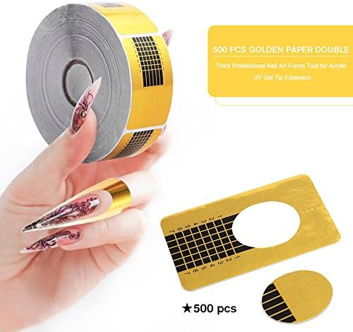 500 pcs Paper Double Art Nail Forms Tool for Acrylic UV Gel Tip Extension IUS