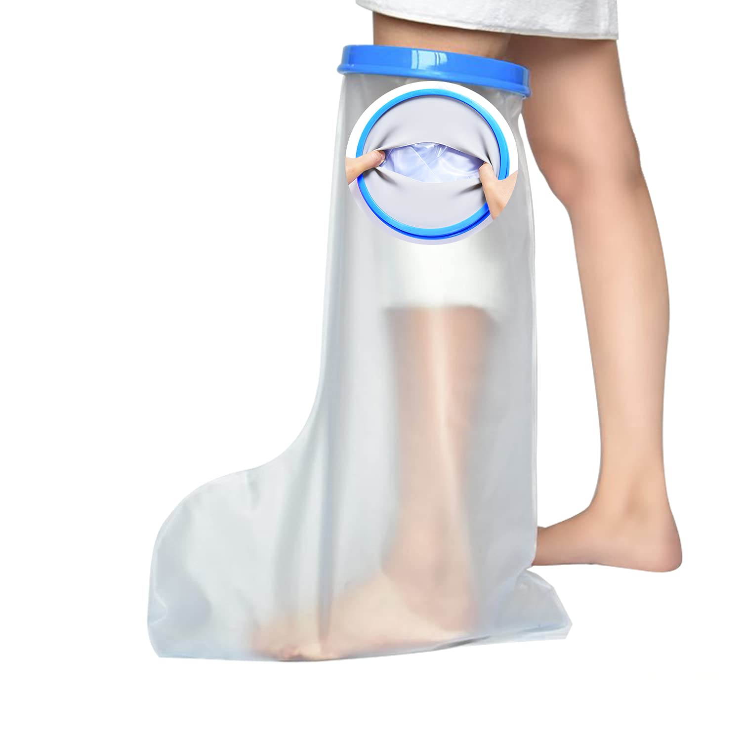 Waterproof Leg Cover for Shower, Cast and Bandage Protector for Bathing Watertight Protection to Broken Foot Ankle Toe, Plaster Cast Waterproof Cover Clear Cast and Dressing Protectors-Adult Half Leg