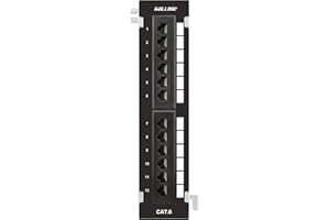 iwillink 12-Port Mini Vertical Cat6 Patch Panel, 10Gbps Network Panel with Wall Mount 89D Bracket