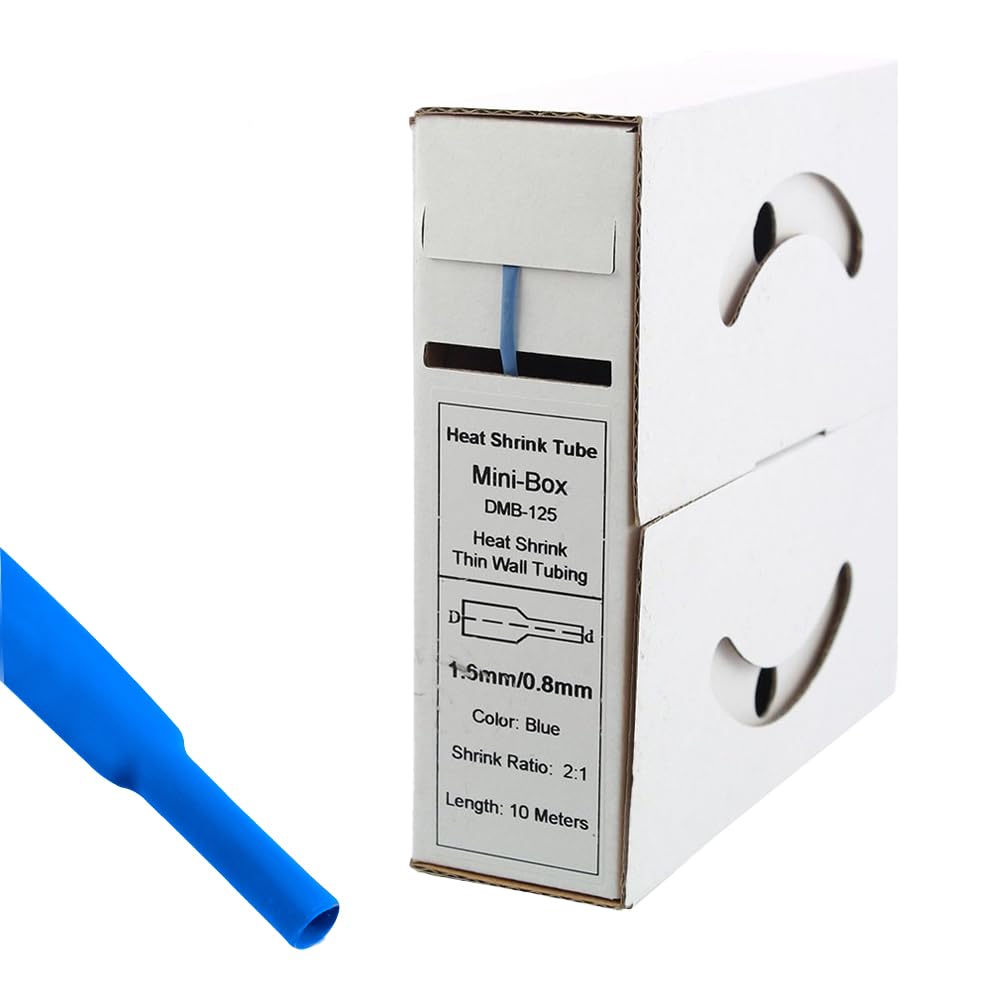 Offgridtec Heat Shrink Tube 1.6 mm > 0.8 mm Blue Dispenser Box Workshop Car