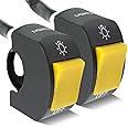 2 Pieces Motorcycle Handlebar Switch Handlebar Toggle Switch with On Off Push Button for U5 U7 U2 Motorcycles Scooter Electrombile Motorbike-7/8inch 22mm Yellow