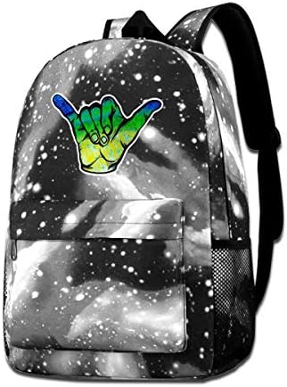 Mahi Fish Scale Hang Loose Shaka Galaxy Casual Daypack - Unisex Backpack Shoulder Bag for School Travel