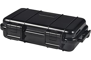 YUECOOM Dry Storage Box, Shockproof Waterproof Box Storage Case Waterproof Plastic Box Container with 2 U‑Shape Buckle, Plastic Storage Container for Cameras, Phones, Camping, Fishing, Hiking(Small-Black)