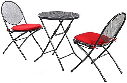 NEW sudden comfort folding chair 3 PCS Folding Steel Mesh Outdoor Patio Table Chair Garden Backyard Furniture Set