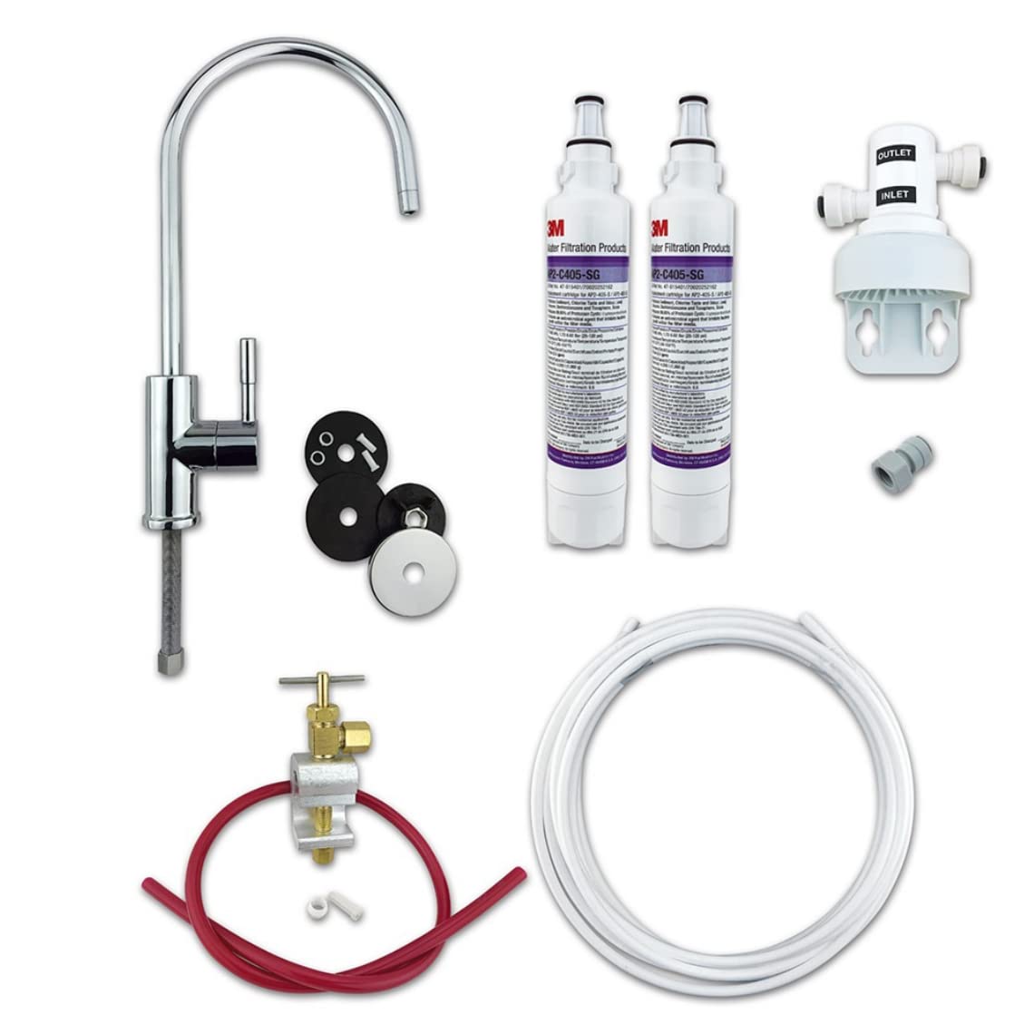 Finerfilters Under Sink Drinking Water Filter System with 3M AP2-C405-SG Quick Change, 0.5 Micron Water Filter - Full DIY System (Chrome Tap, 2 Filters (12 Months))