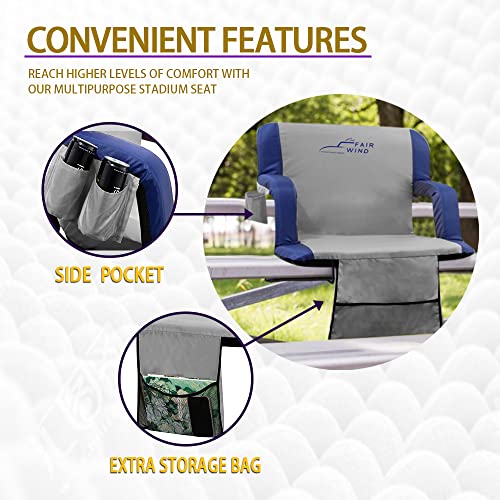 FAIR WIND Stadium Seat with Arm and Back Support Padded Bleacher Seat