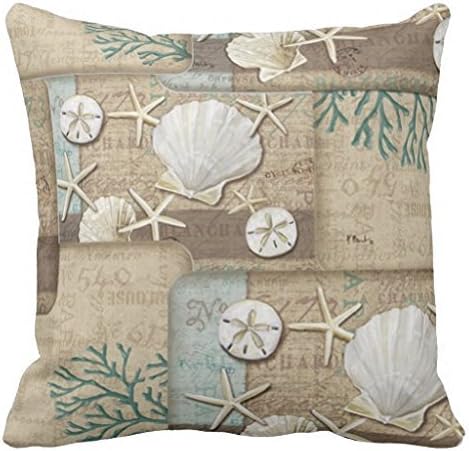 Nautical Seashells On The Seashore Throw Pillow Case