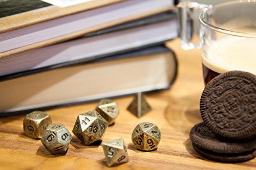 image for MINMAX Solid Metal Polyhedral 7 Die Board Game Dice Set with Case — 