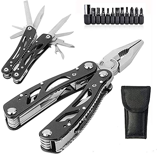 Grizef Multitool Pliers, Durable Stainless Steel 24-in-1 Multi-Purpose Pocket Folding Pliers with Screwdriver Kits, Outdoor Multi-Functional Utility Tools for Outdoor Activities, DIY Activities
