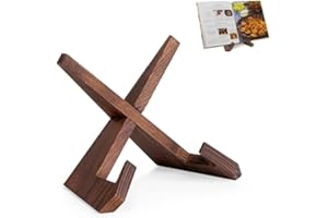 Goxfaca Recipe Book Stand, Wooden Cookbook Holder Vintage Display Stands Hands Free Reading Stand Cookery Book Stand for Cook