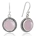 925 Oxidized Sterling Silver Natural Gemstone Round Shaped Rope Edge Dangle Hook Earrings 1.2